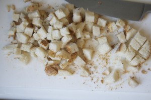 Cut bread into cubes—no need to remove crust.