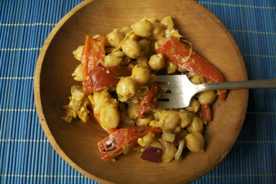 Post image for Gingery Curried Chickpea and Roasted Pepper Salad Recipe