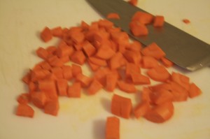 ...dice the sliced carrot.