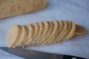 Use a sharp knife to cut thin wafers before dough softens.