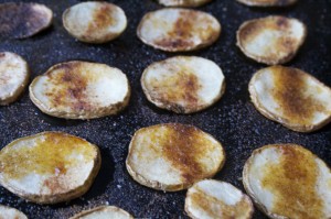 Check potatoes after 10 minutes and remove if you prefer a softer chip. For a crispier chip, leave in oven for 1-2 more minutes.