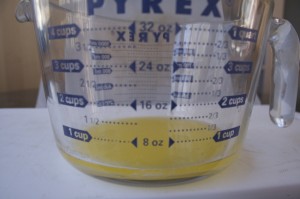Melt butter in 4-cup Pyrex measuring cup.