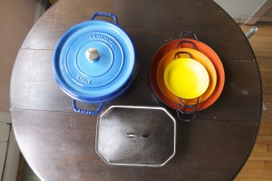 Many enamel pots—both new and vintage—transition nicely from stove to table to fridge.