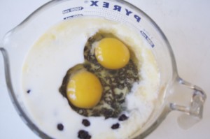 Crack eggs right onto top of mixture...