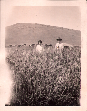 Grandma and her father, my great-grandfather Stephen Hallford, San Joaquin Valley, California around 1920.
