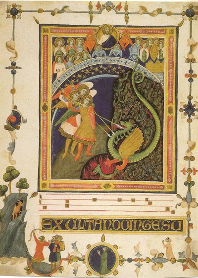 St. Michael slays a dragon.