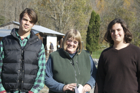 My sons with Adele Hayes, owner of Sap Bush Hollow Farm